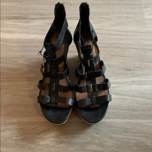 COPY - Brash: Black cork wedges Size 12W